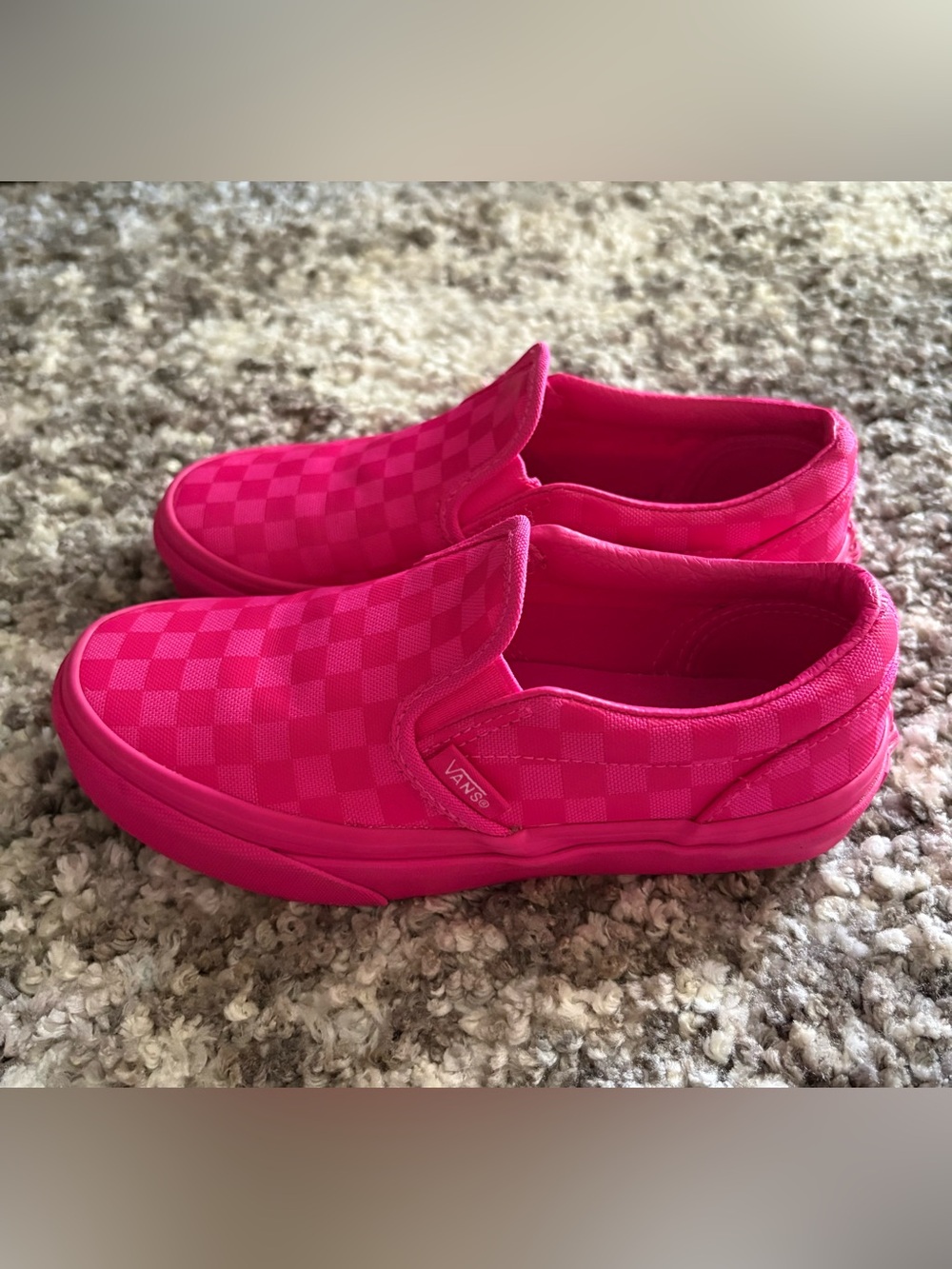 Vans Hot Pink Checkerboard Slip Ons Size 2Y